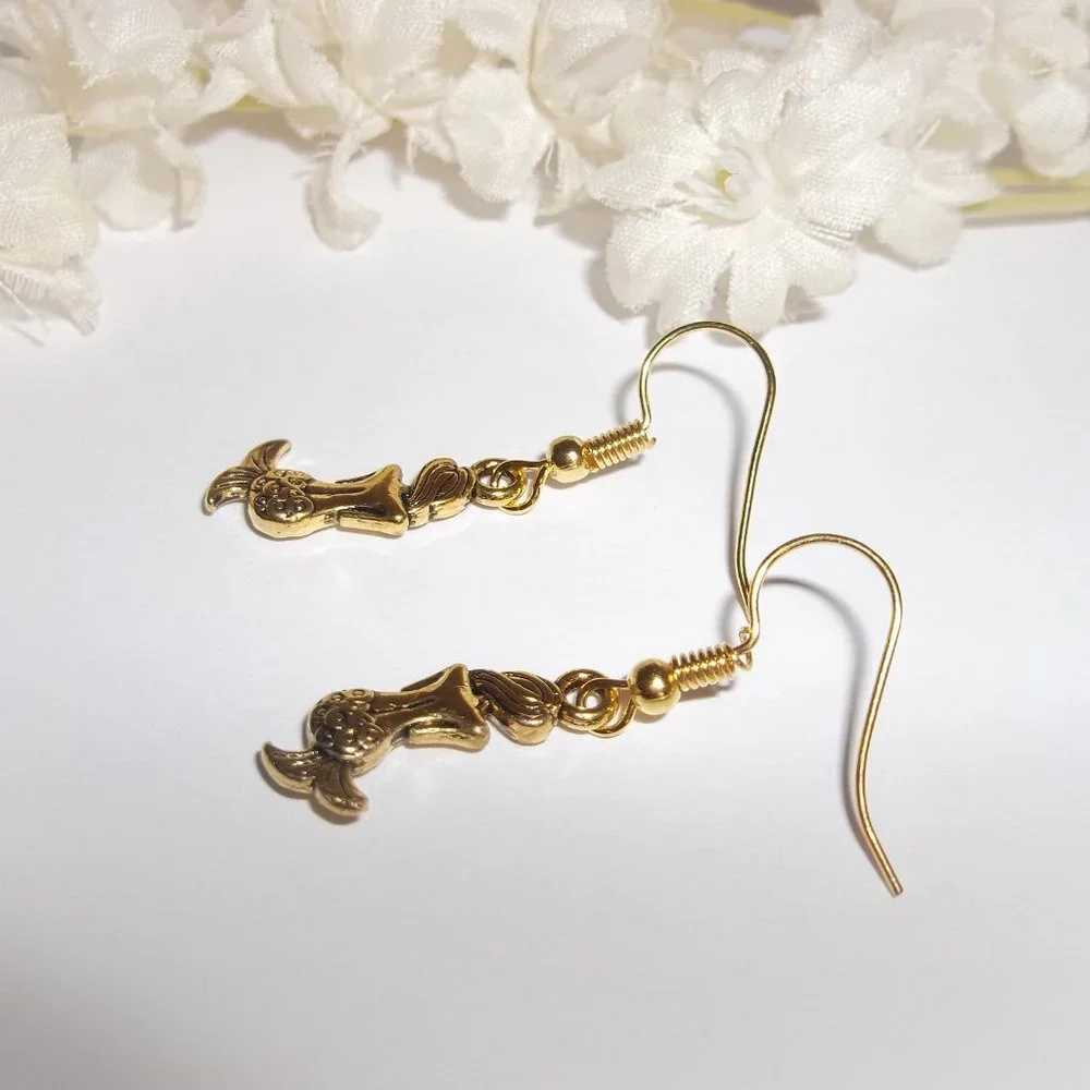 Gold Mermaid Earrings Dangle Drop Fashion Jewelry Set Beach Vacation Wear 7361